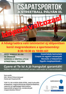 Csapatsportok a streetball pályán III. - IDŐPONTVÁLTOZÁS!