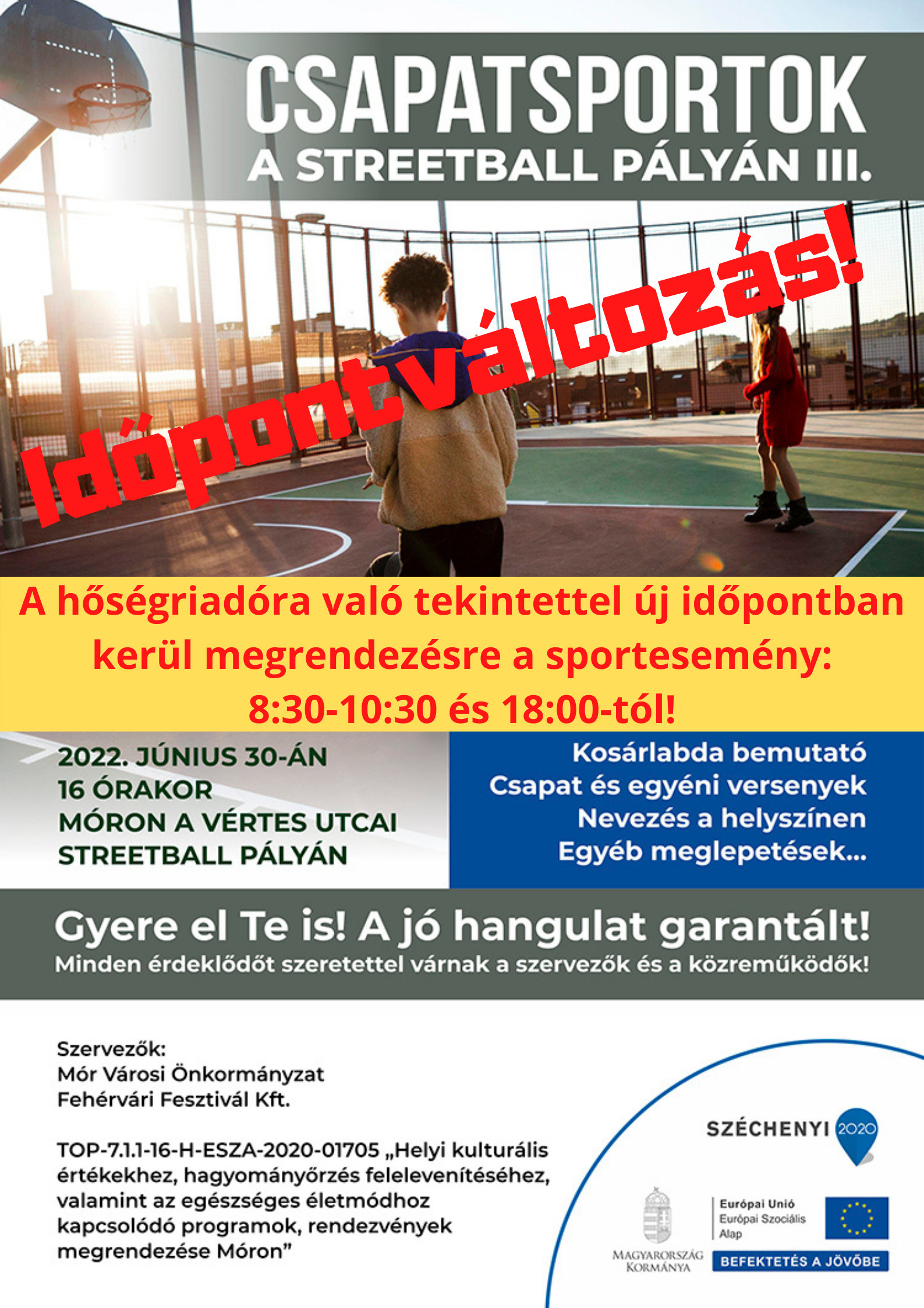 Időpontváltozás! Csapatsportok a streetball pályán III. - IDŐPONTVÁLTOZÁS!